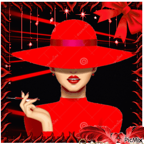 LADY IN THE RED HAT - GIF animado grátis