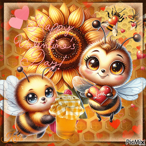 Saint-Valentin des abeilles - GIF animé gratuit