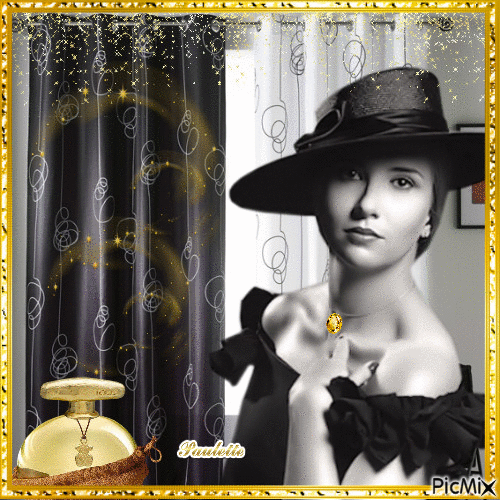 dame au chapeau noir - Δωρεάν κινούμενο GIF