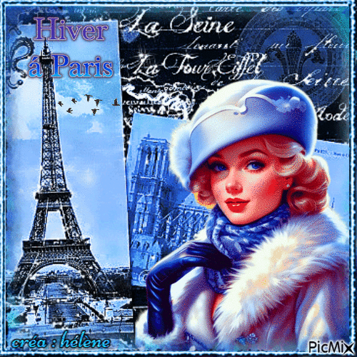 concours : Paris vintage en bleu, noir et blanc - Бесплатный анимированный гифка