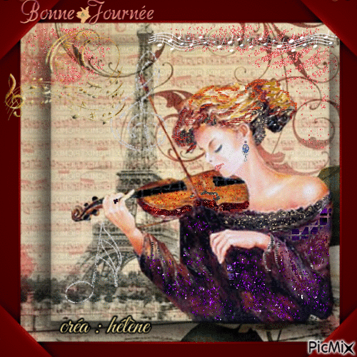 un violon à Paris - Gratis geanimeerde GIF