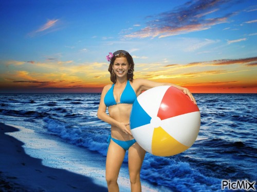 Swimmer with beach ball - zdarma png