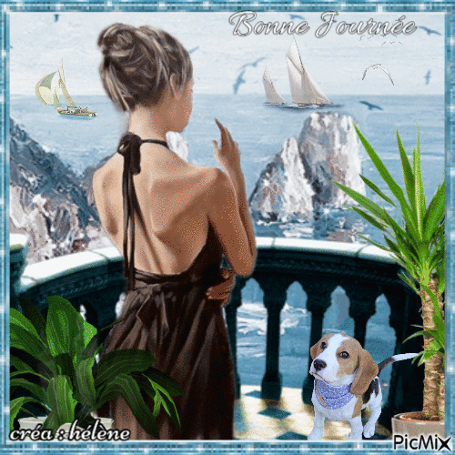 Femme sur un balcon - Бесплатный анимированный гифка
