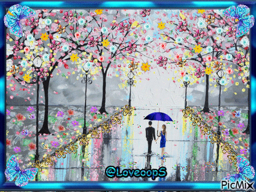Rain and couple - Bezmaksas animēts GIF