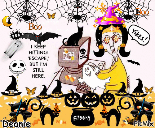 Halloween Office Cartoon Scene - GIF เคลื่อนไหวฟรี