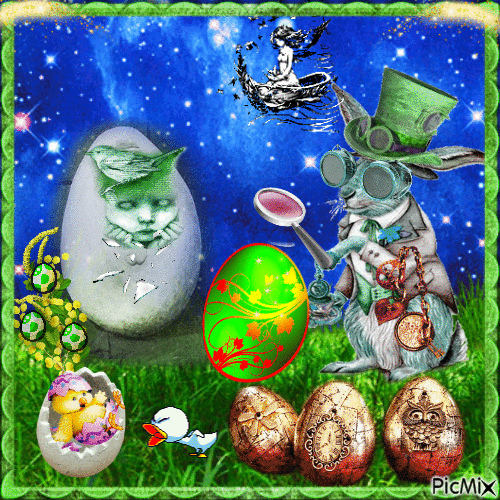 Joyeuses Pâques - Surréalisme - Ingyenes animált GIF