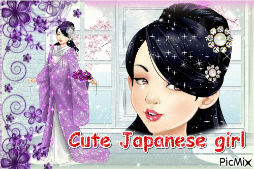 cute japanese girl - Бесплатный анимированный гифка