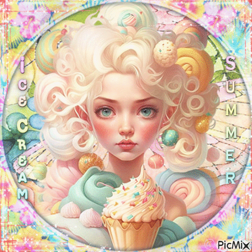 Summer ice cream girl - Δωρεάν κινούμενο GIF