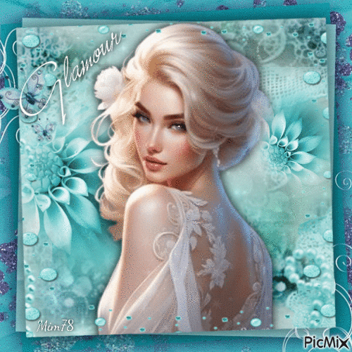 Femme glamour - Blanc et bleu - Gratis animerad GIF