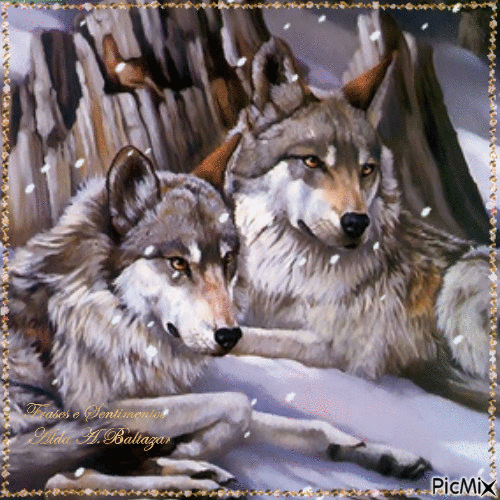 Pintura de lobos - Безплатен анимиран GIF