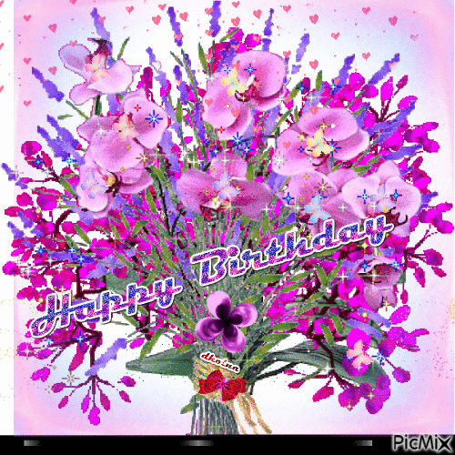 Birthday flowers _ gif - Бесплатный анимированный гифка