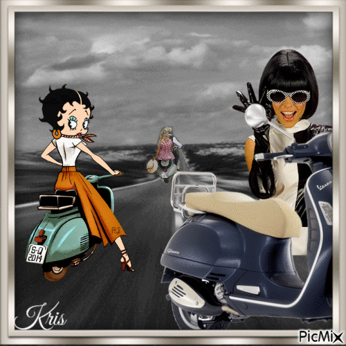 Femme à moto - 無料のアニメーション GIF