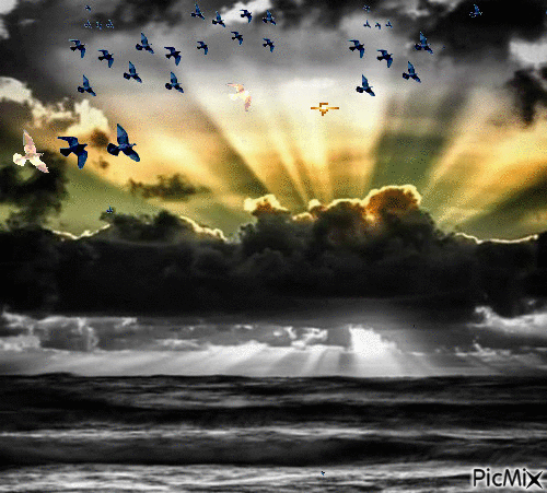 soleil et nuages - Безплатен анимиран GIF