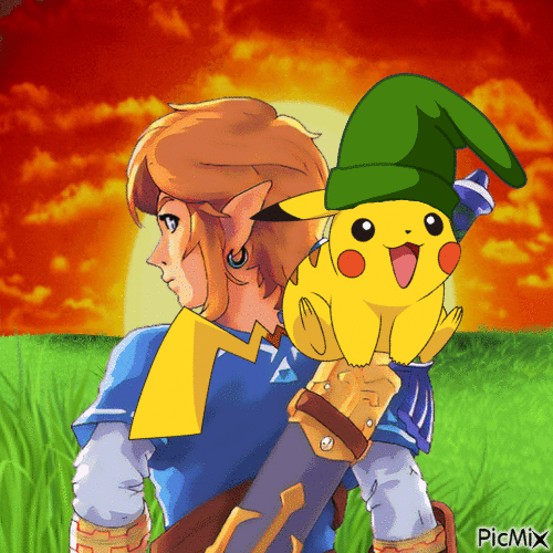 Link and Pikachu - Gratis animeret GIF