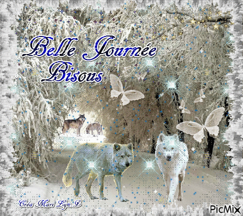 BELLE JOURNEE(loups blancs) - Бесплатный анимированный гифка