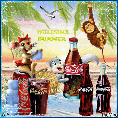 Welcome Summer. Hot. Coca-Cola - Nemokamas animacinis gif