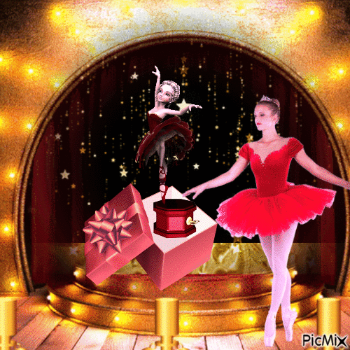 Ballet - Red, gold and black colors - Ingyenes animált GIF