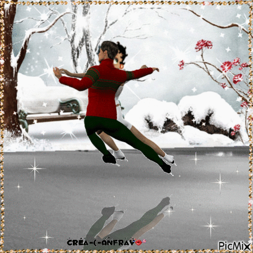 Betty Boop.Patineuse.Hiver - Free animated GIF