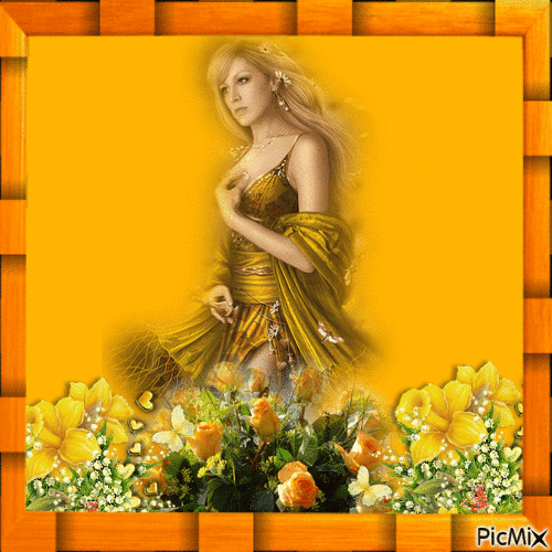 Mujer en Amarillo - Besplatni animirani GIF