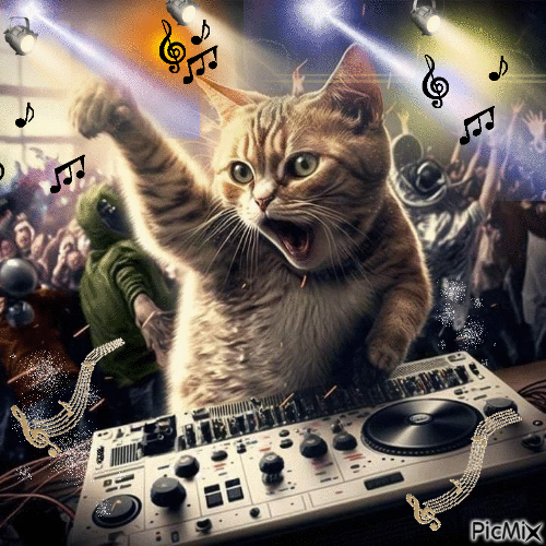 DJ Meow - GIF animado grátis