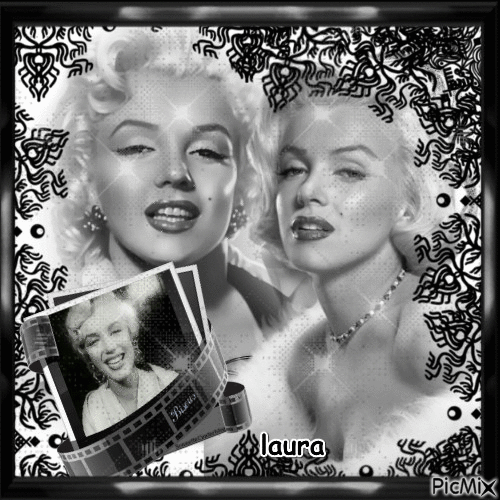 Marilyn Monroe en noir et blanc - Бесплатни анимирани ГИФ