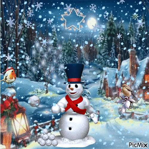 Bonhomme de neige - GIF animé gratuit