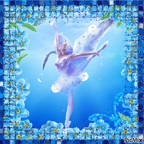 Ballerine avec des fleurs lilas et bleues - Darmowy animowany GIF