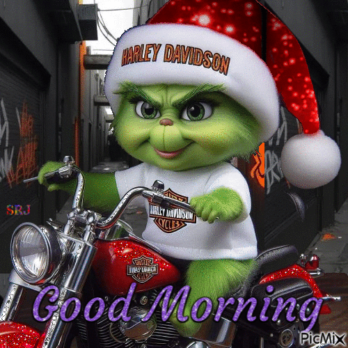 Good Morning Grinch Harley - Gratis geanimeerde GIF