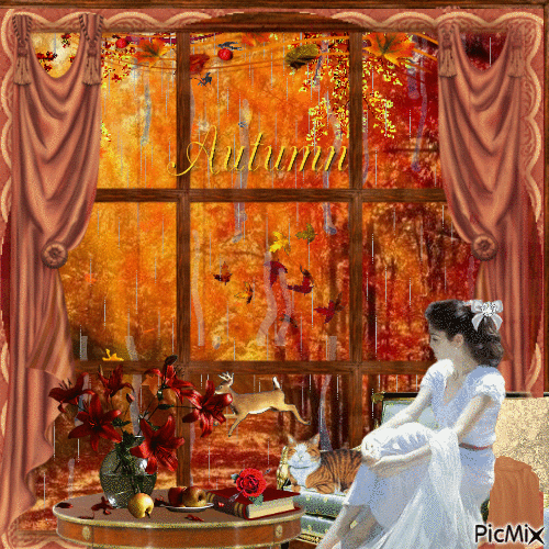 Autumn(view from window) - Free animated GIF