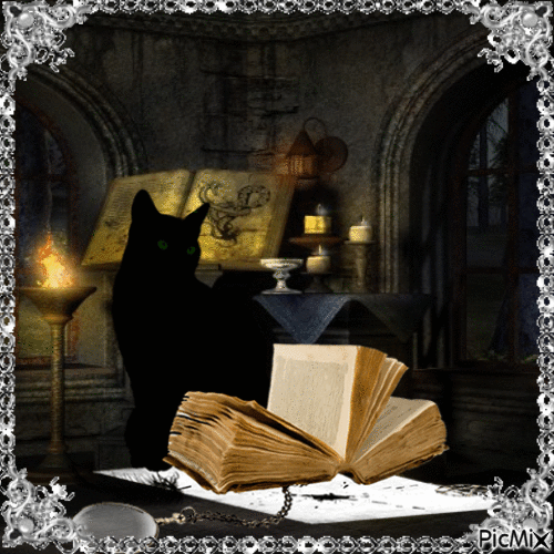 Witch cat - Free animated GIF