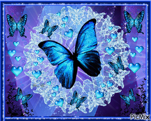 les papillons bleues - Zdarma animovaný GIF