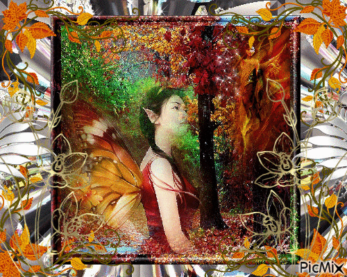 elfe dans les bois de l'automne - Gratis animeret GIF