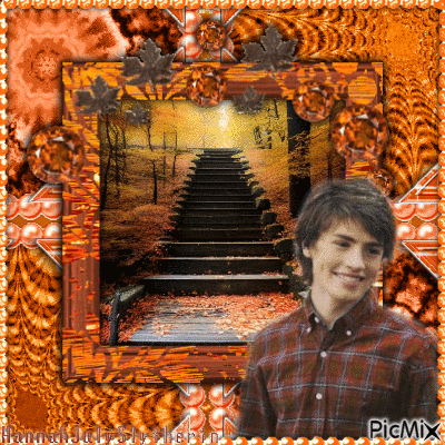 ♠Gregg Sulkin and Autumn Forest Staircase♠ - Ingyenes animált GIF