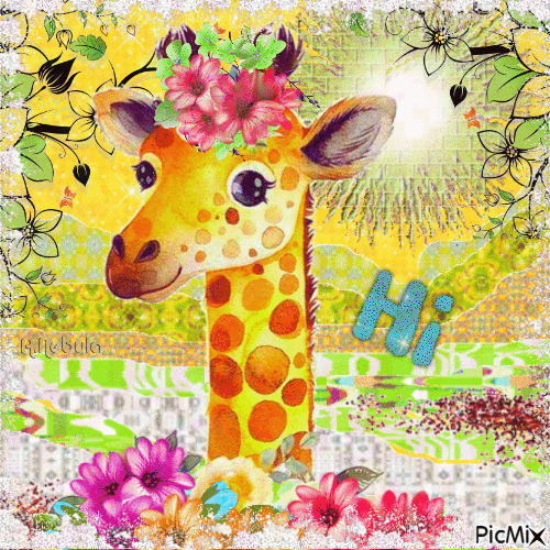 Giraffe - Hi - GIF animé gratuit