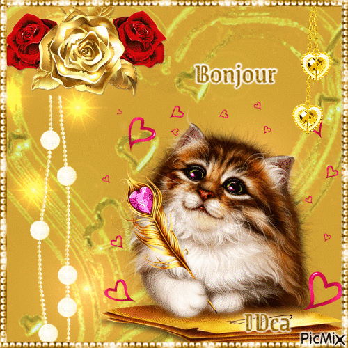 BONJOUR LES CHATONS - Free animated GIF