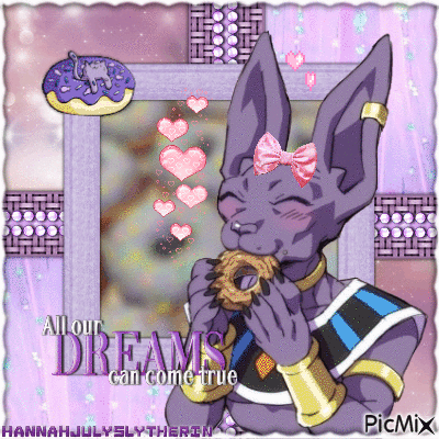 {♥}The Dream of Beerus was to eat a Donut{♥} - GIF animé gratuit