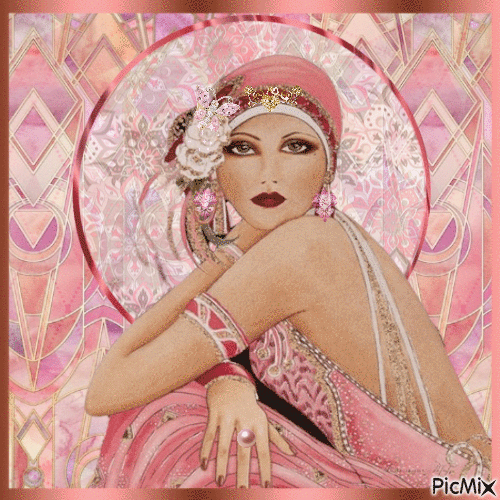 art deco pink woman - Animovaný GIF zadarmo