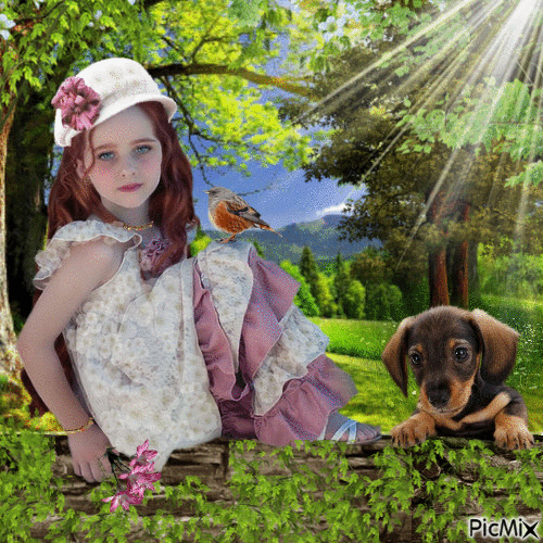 L'enfant et son chien - Gratis geanimeerde GIF