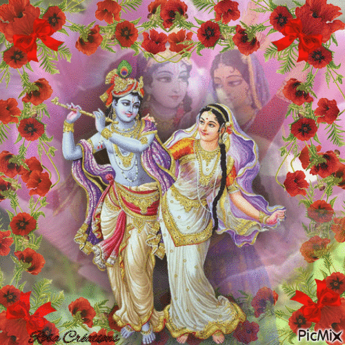 Concours : Radha Krishna et fleurs - Darmowy animowany GIF