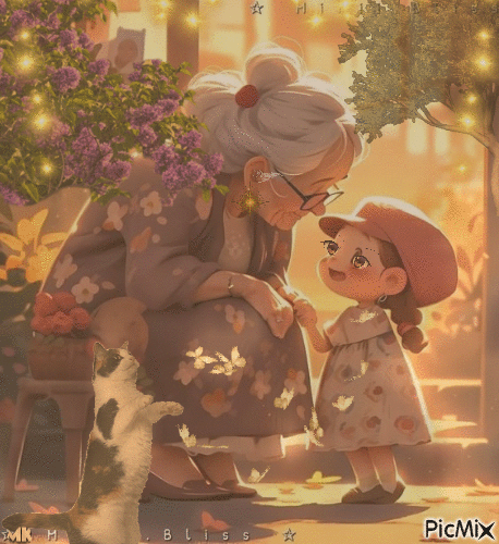 Abuela y nieta - GIF animado grátis