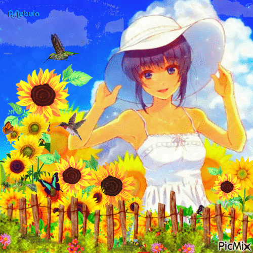 Manga with flowers/contest - Bezmaksas animēts GIF