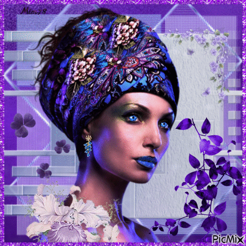 femme aux yeux bleus avec turban - Δωρεάν κινούμενο GIF