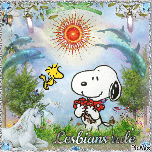 Snoopy loves lesbians - Бесплатный анимированный гифка