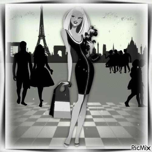 Paris in black and white - Free animated GIF