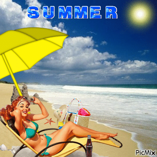 Summer pinup - Бесплатный анимированный гифка