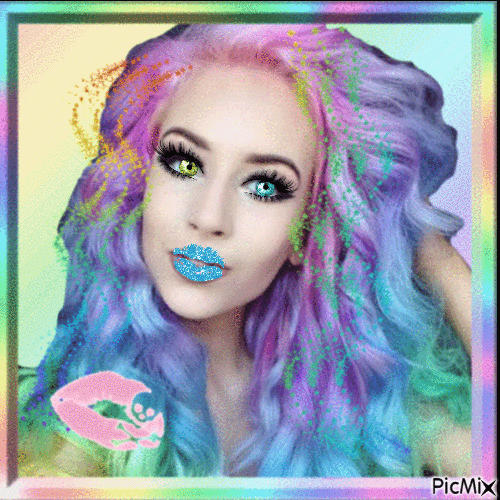 Woman with Pastel Rainbow Hair - Free animated GIF - PicMix