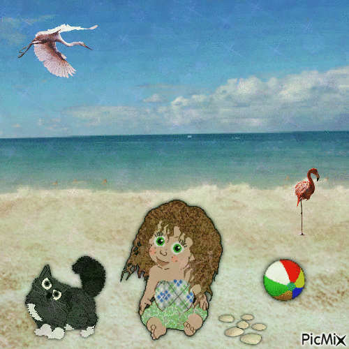 Baby Girl's Beach Day - Zdarma animovaný GIF