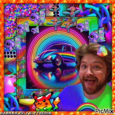 ({(Sterling Knight & Rainbow Beetle Car)}) - Free animated GIF