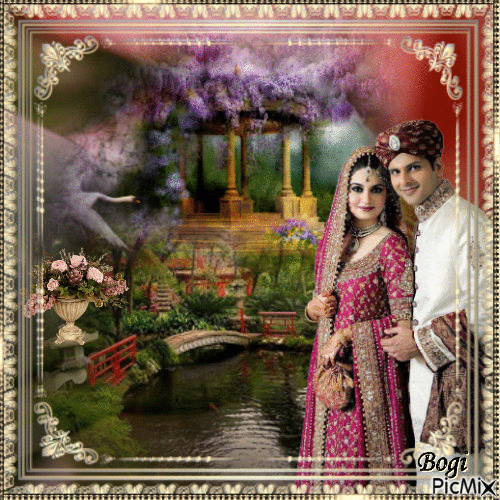 Happy Hindu newlyweds... - Бесплатни анимирани ГИФ