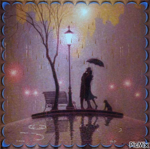 kisses in the rain - GIF animado grátis